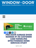 Window + Door Precision Garage Door Ranked #1 in Customer Lead Handling Effectiveness Home Services Study