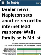Auto Remarketing Dealer news: Napleton sets another record for internet lead response