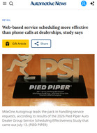 Automotive News Web-based service scheduling more effective than phone calls at dealerships, study says